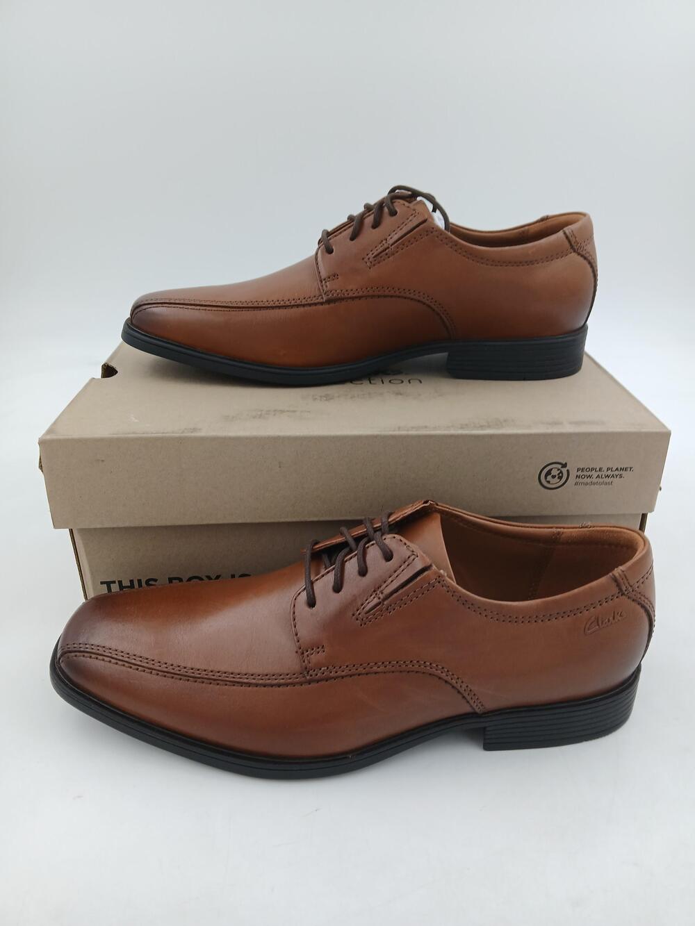 Clarks Collection Tilden Walk Shoes Mens Brown Leather Dress Derby Oxford Sz 8.5